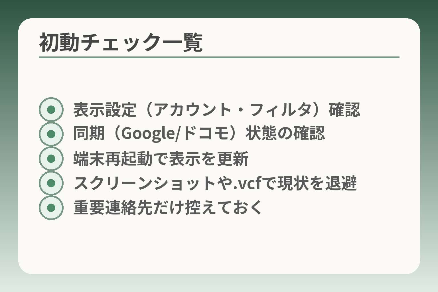 初動チェック一覧