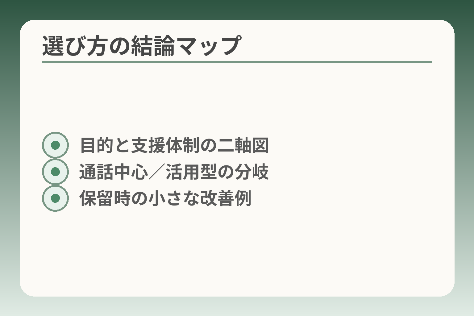 選び方の結論マップ