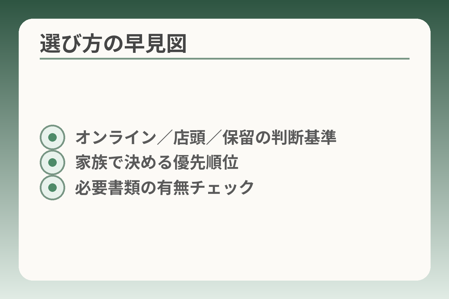 選び方の早見図