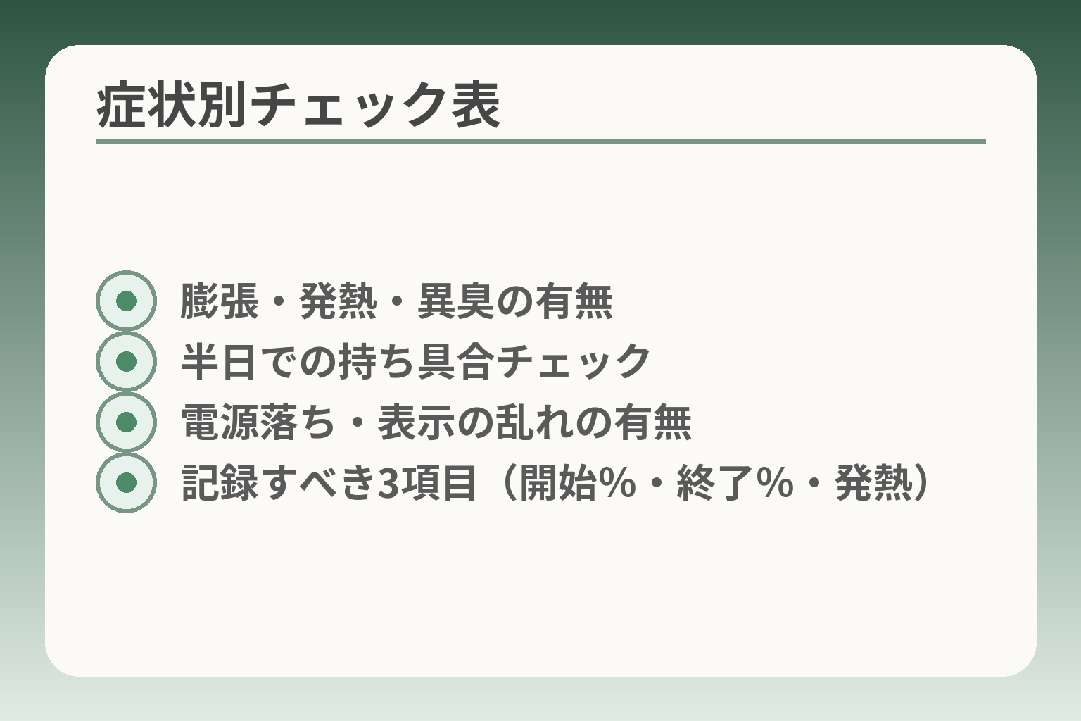 症状別チェック表