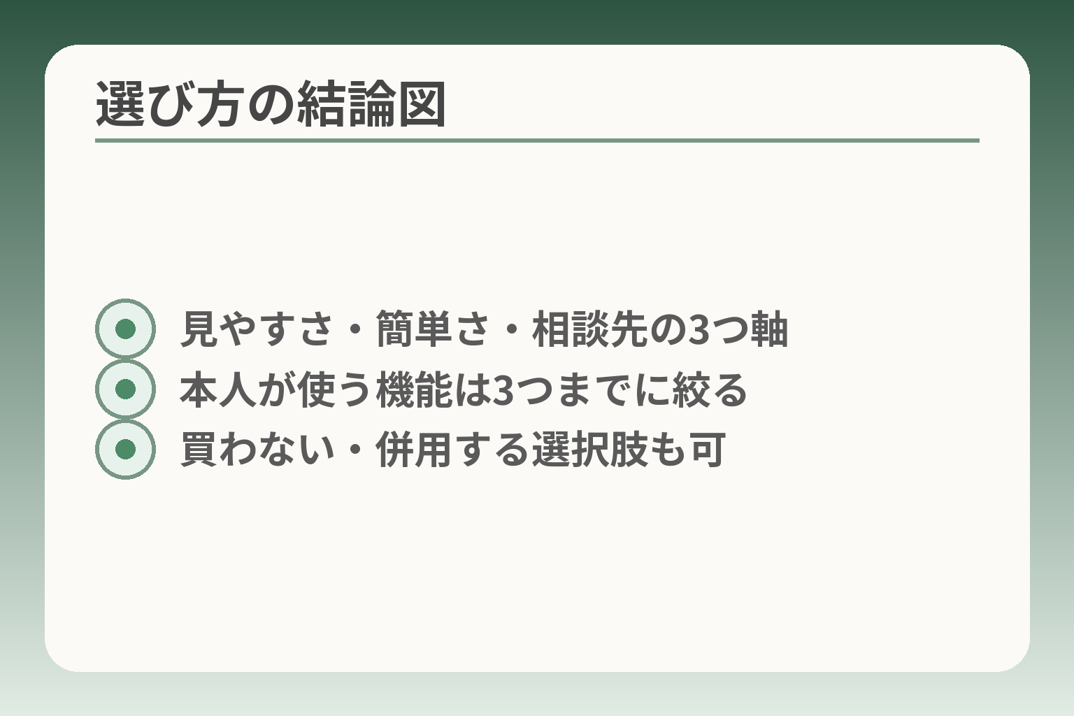 選び方の結論図