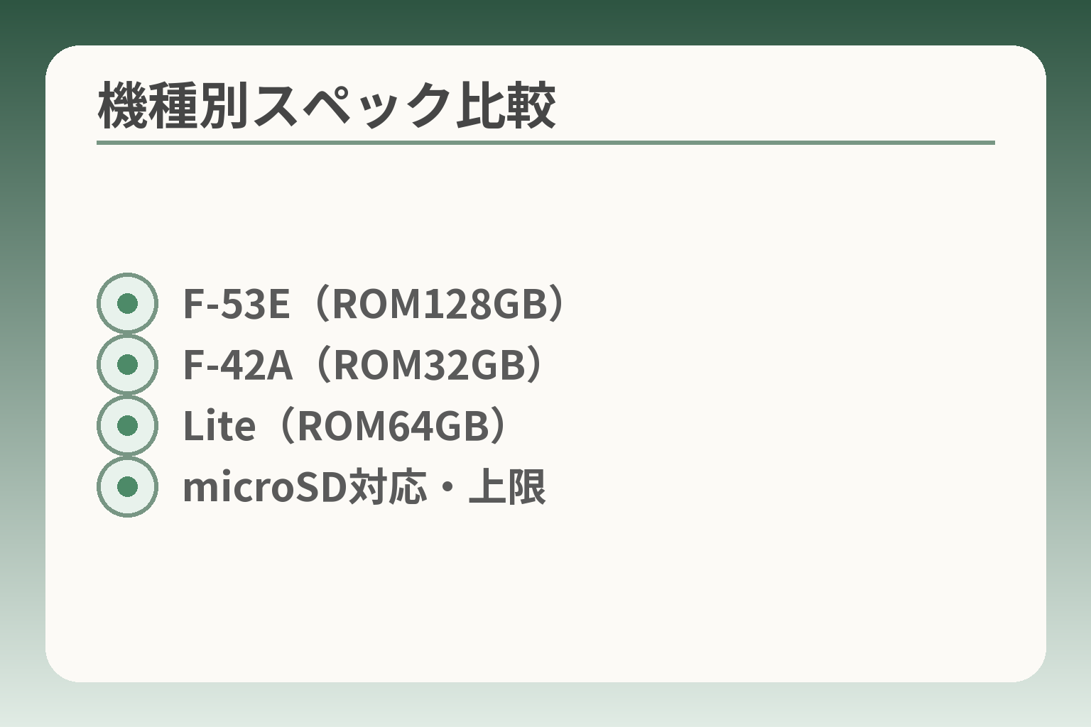 機種別スペック比較