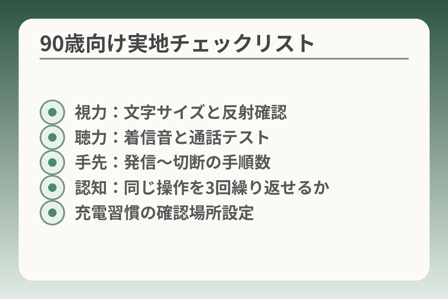 90歳向け実地チェックリスト