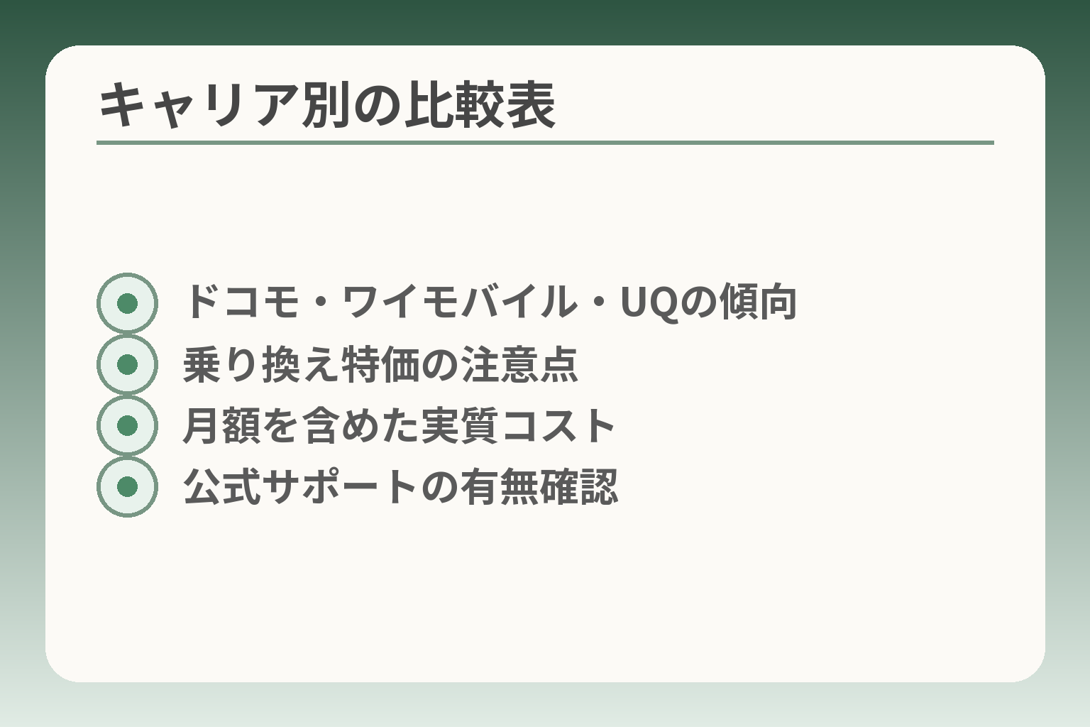 キャリア別の比較表