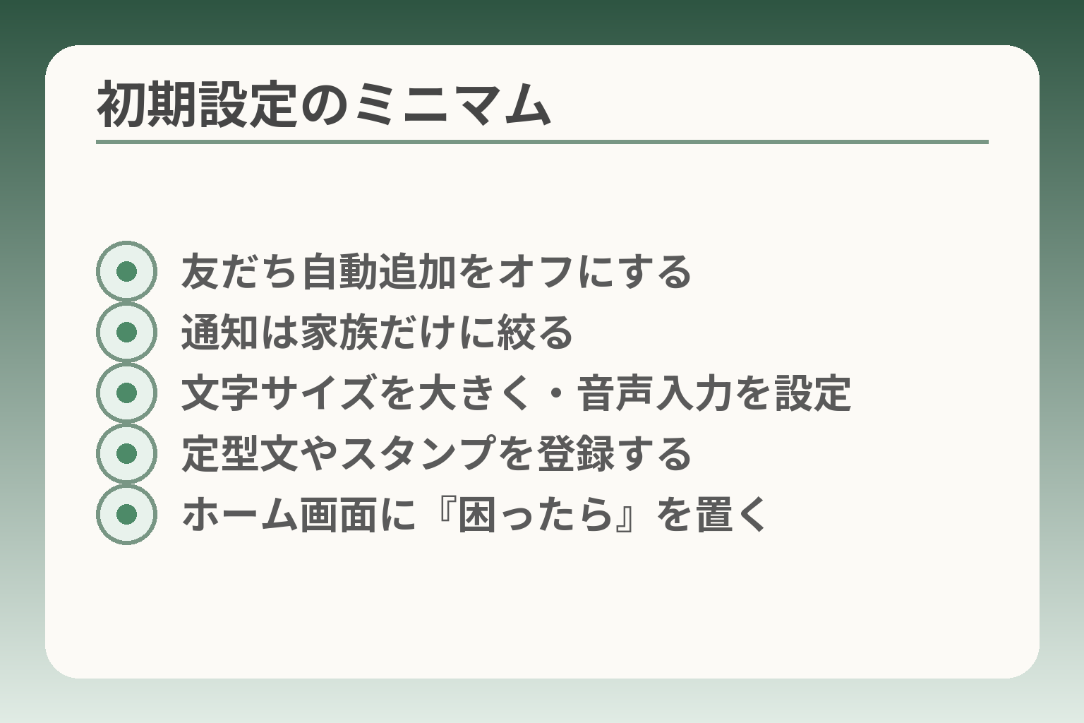 初期設定のミニマム