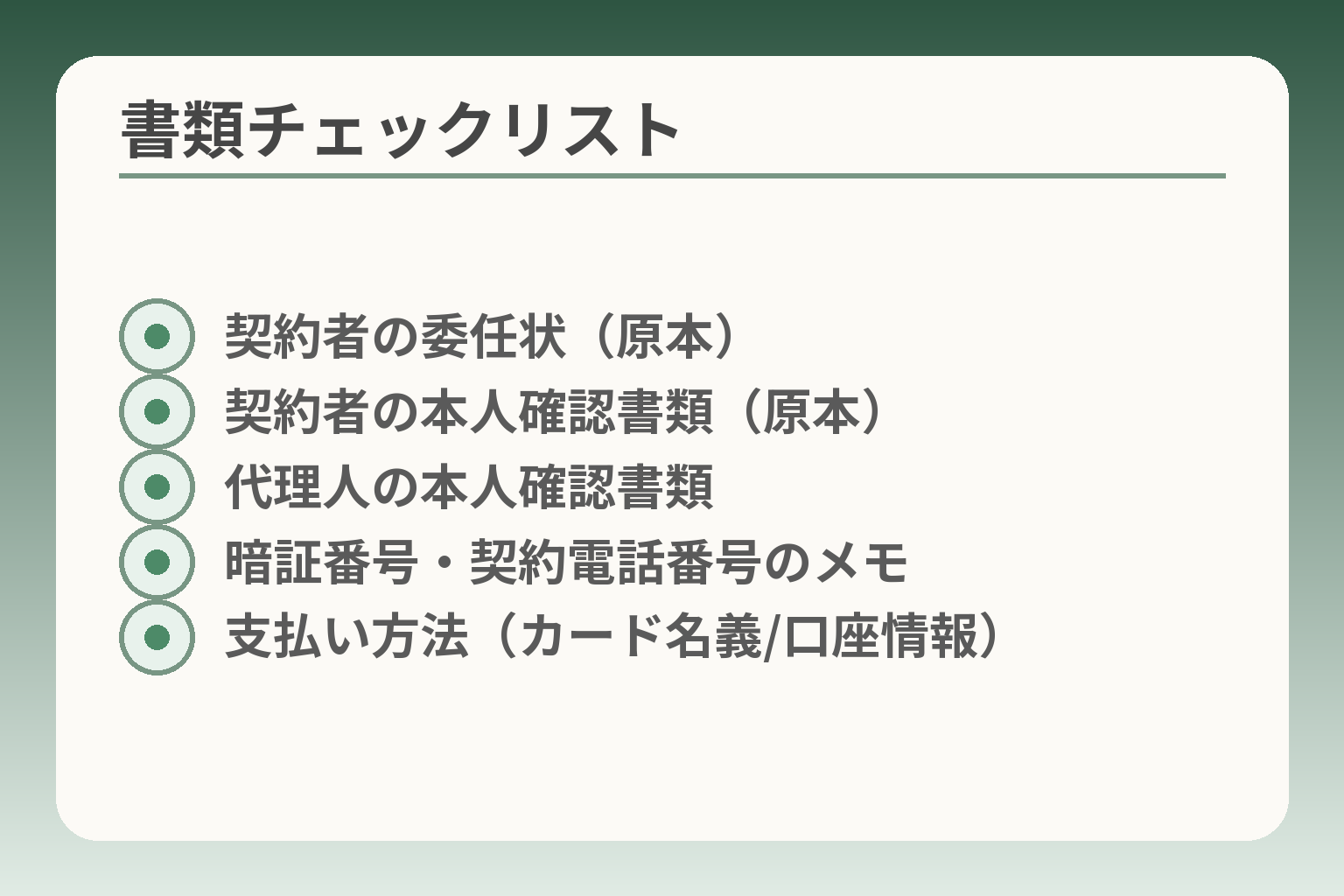 書類チェックリスト