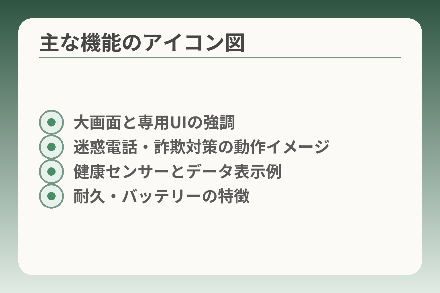 主な機能のアイコン図