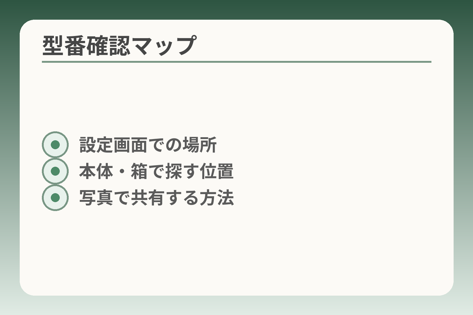 型番確認マップ
