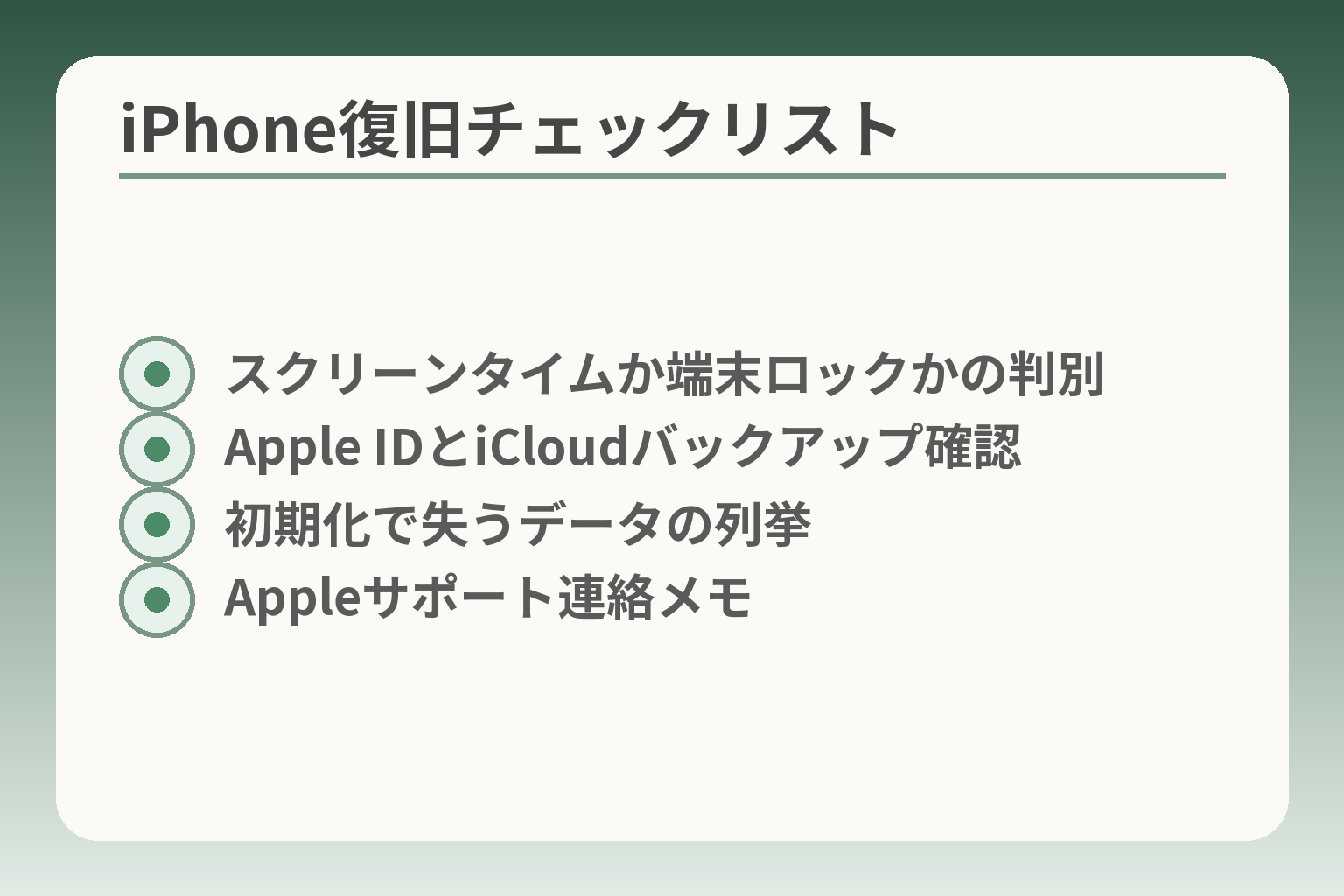 iPhone復旧チェックリスト