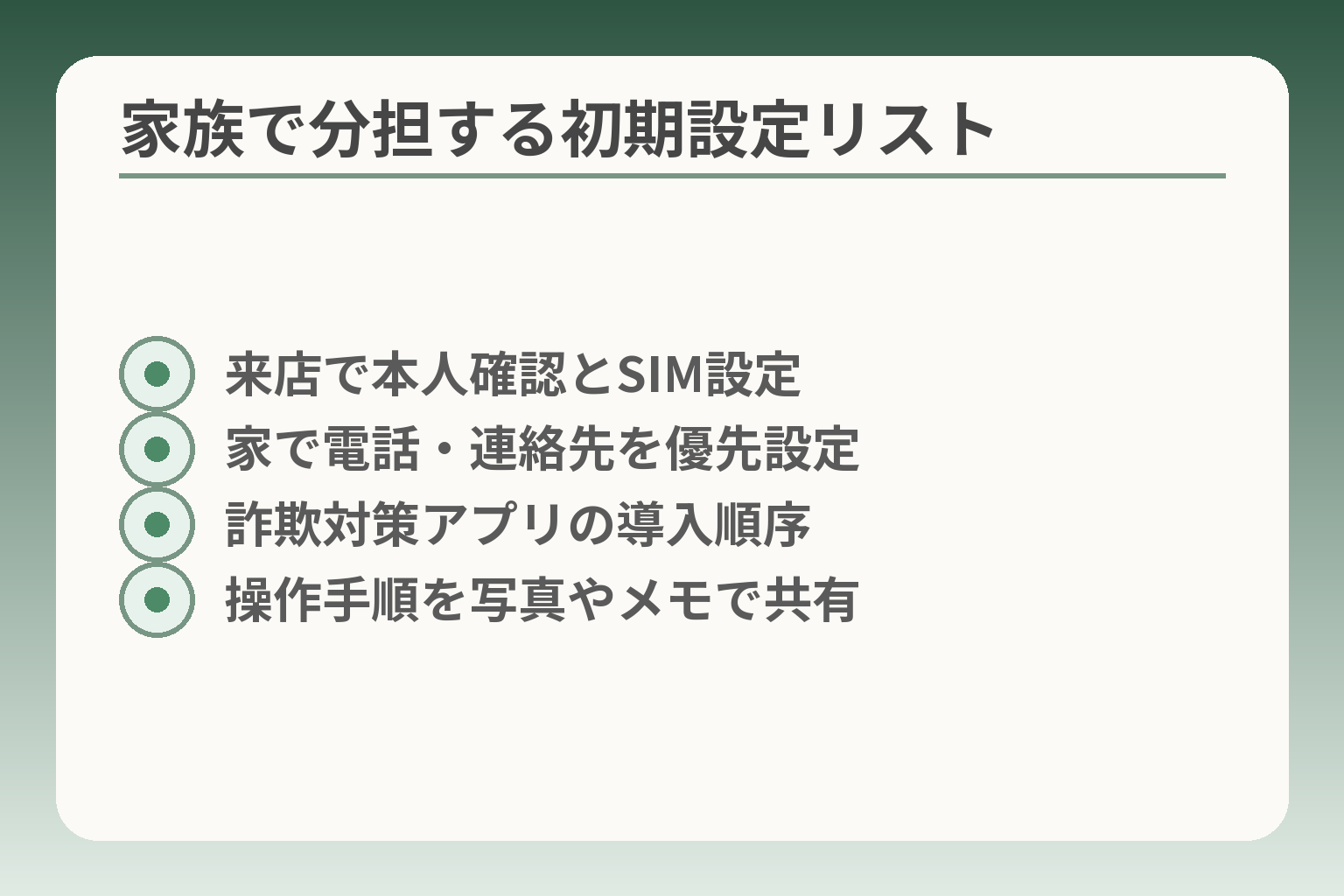家族で分担する初期設定リスト