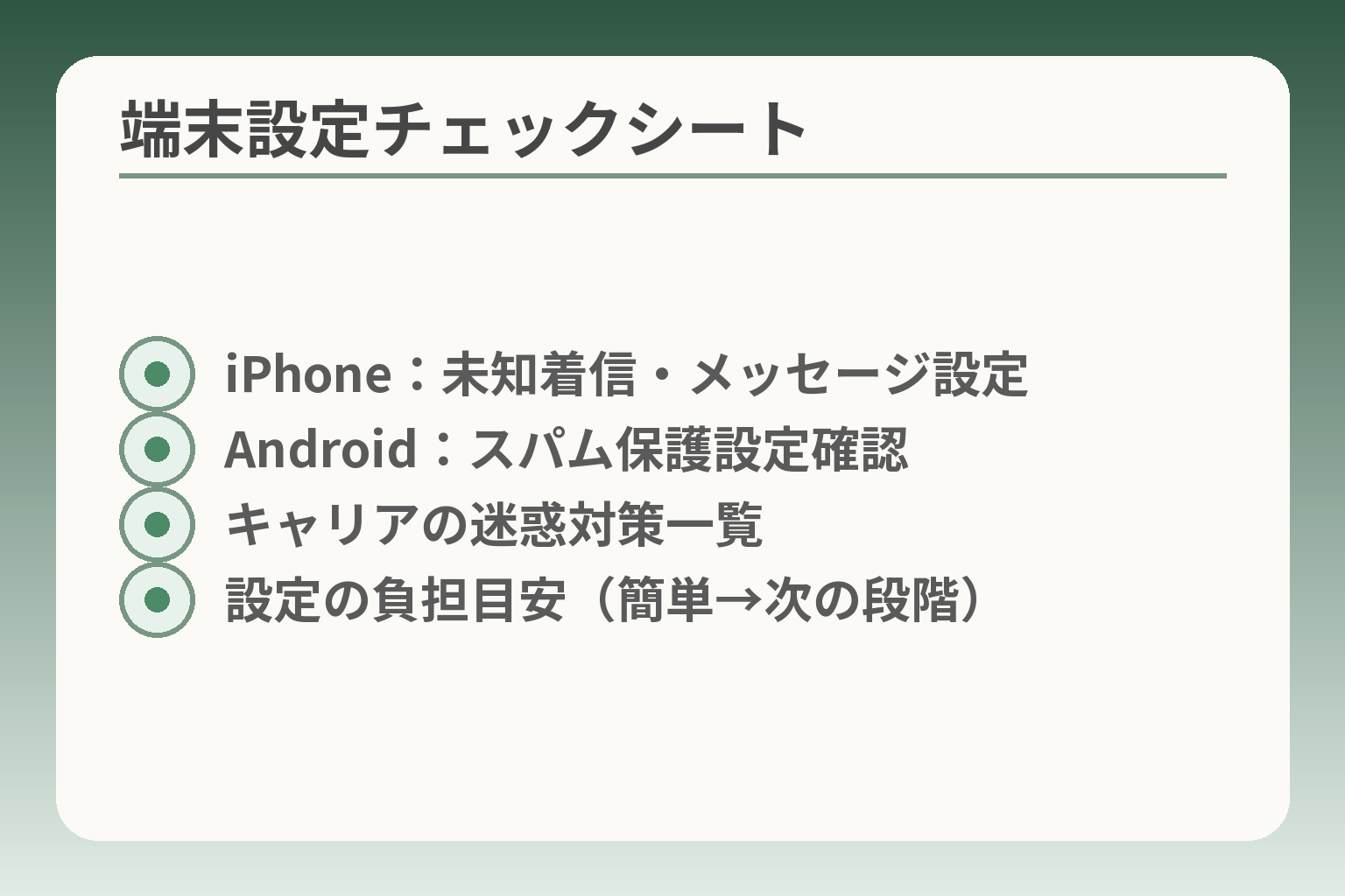 端末設定チェックシート