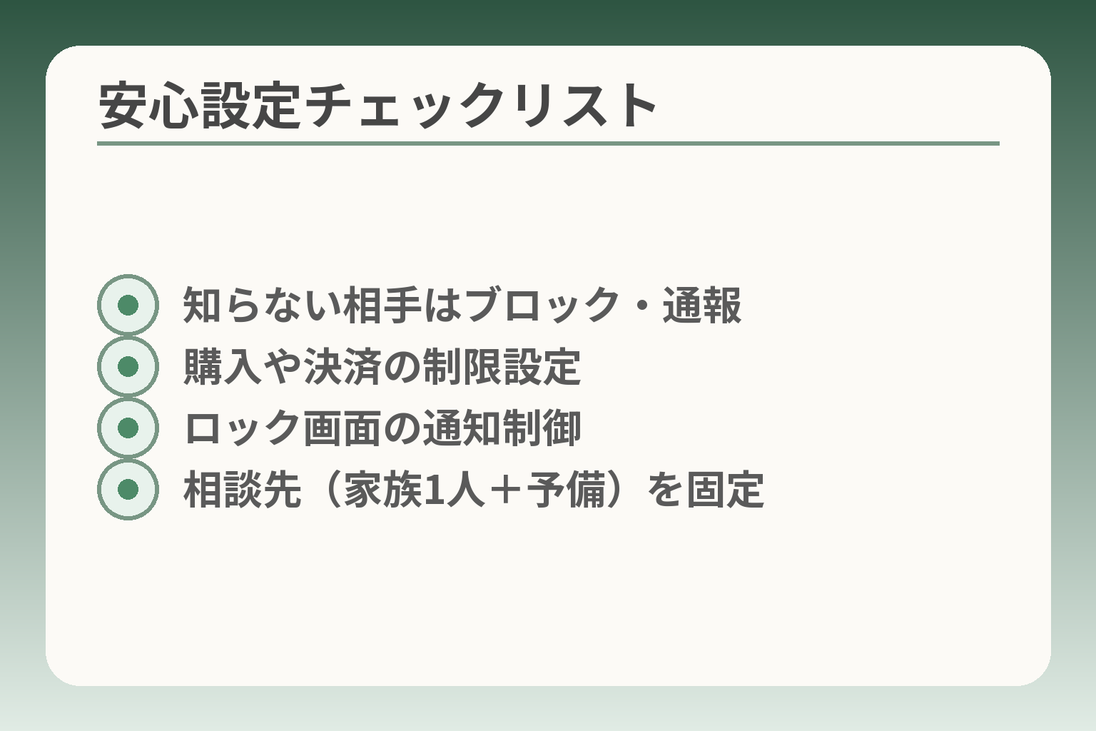 安心設定チェックリスト