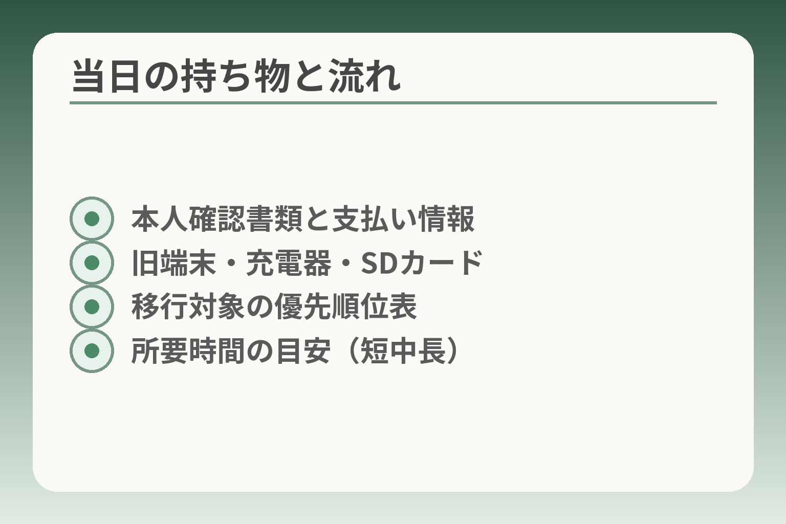 当日の持ち物と流れ
