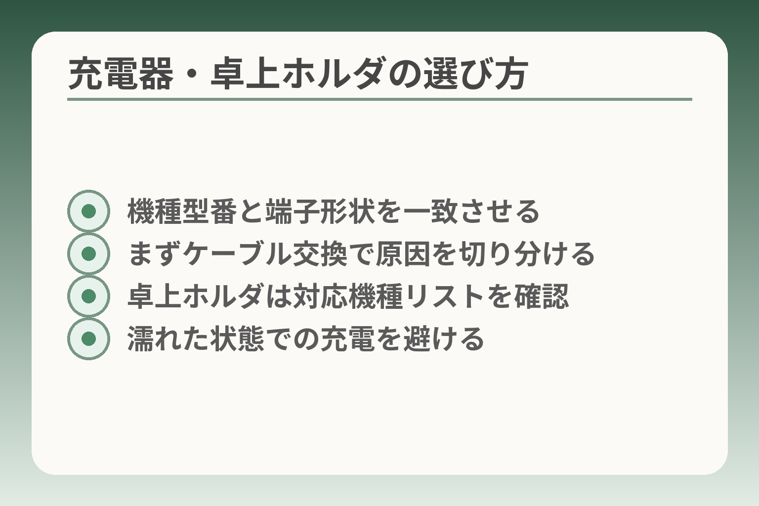 充電器・卓上ホルダの選び方