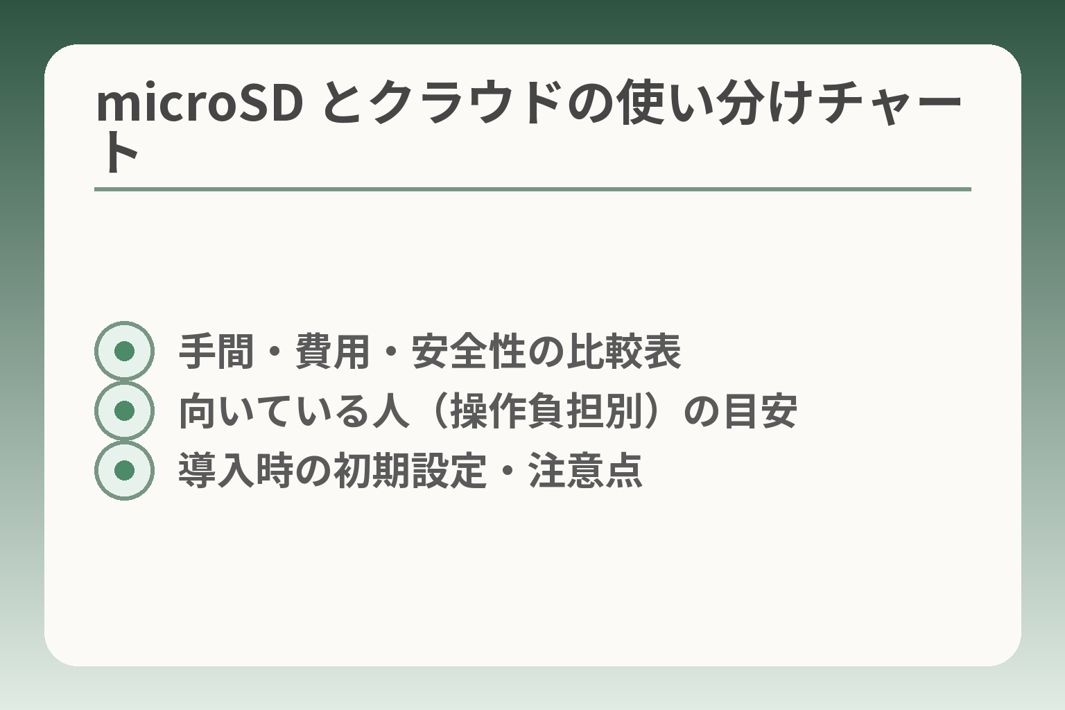 microSD とクラウドの使い分けチャート