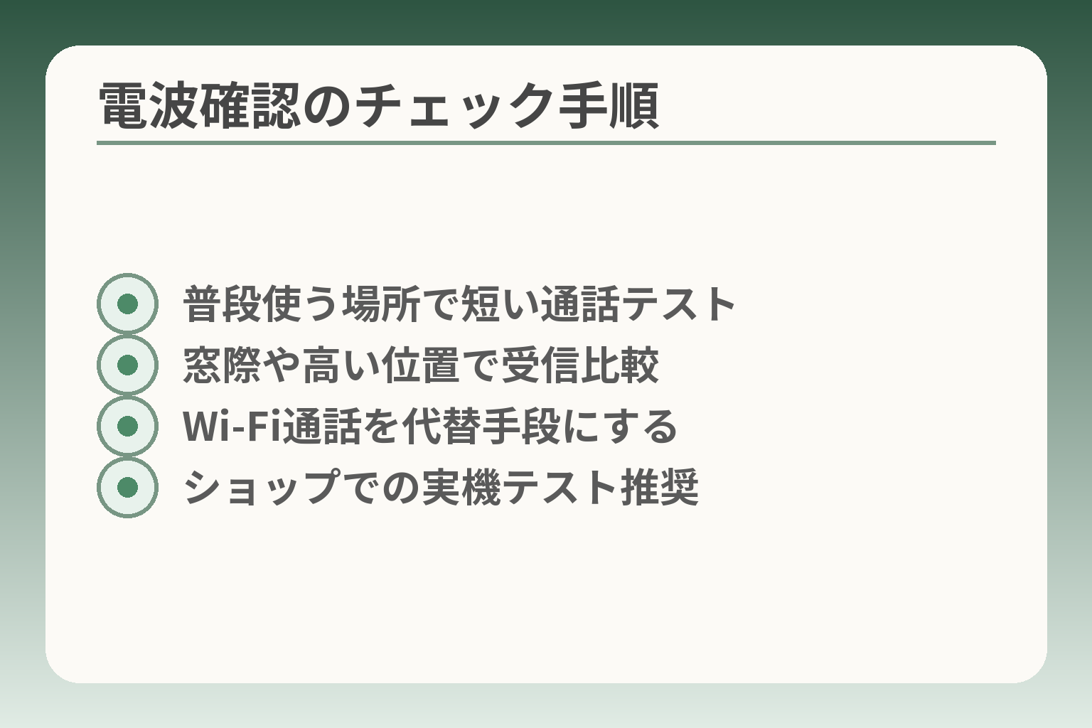 電波確認のチェック手順
