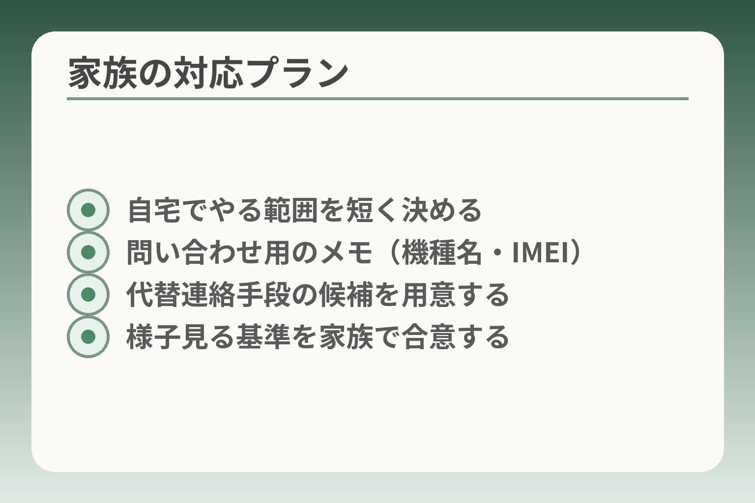 家族の対応プラン
