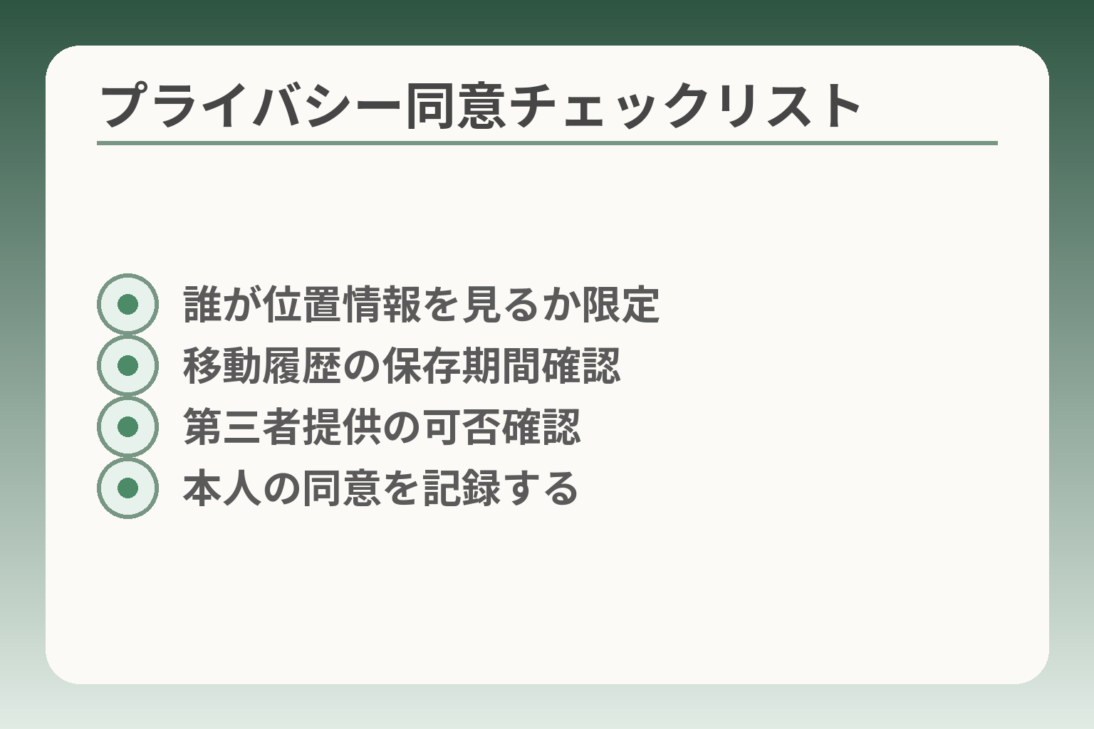 プライバシー同意チェックリスト