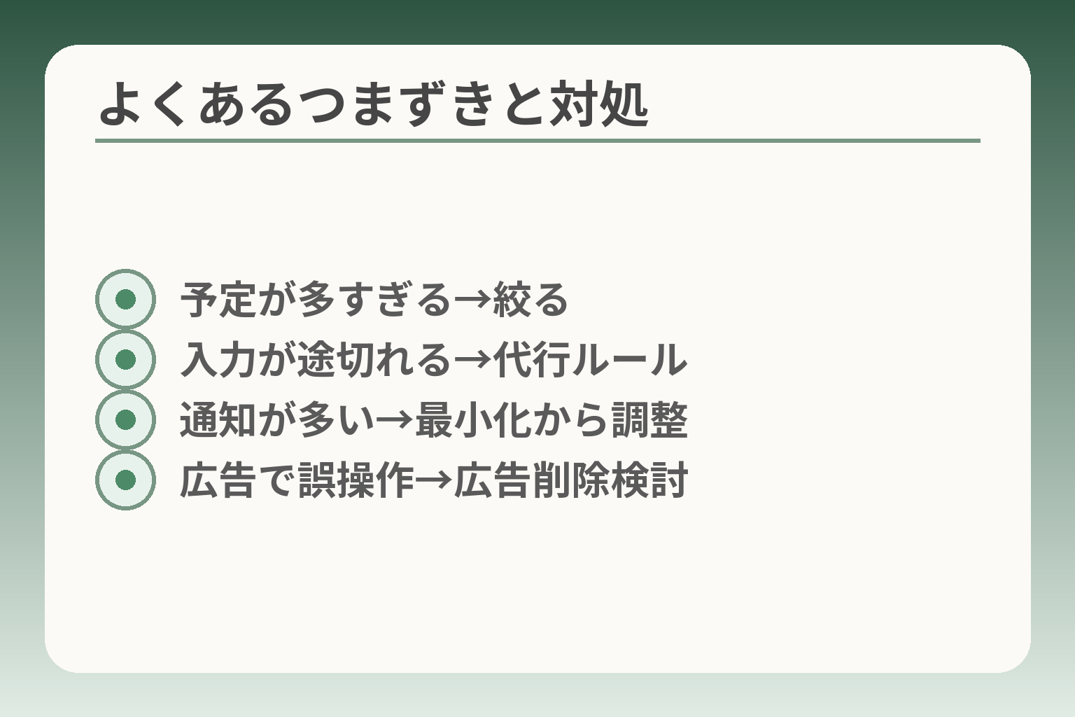 よくあるつまずきと対処