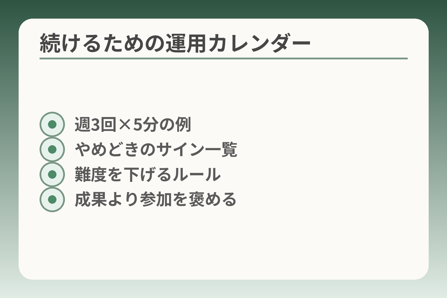 続けるための運用カレンダー