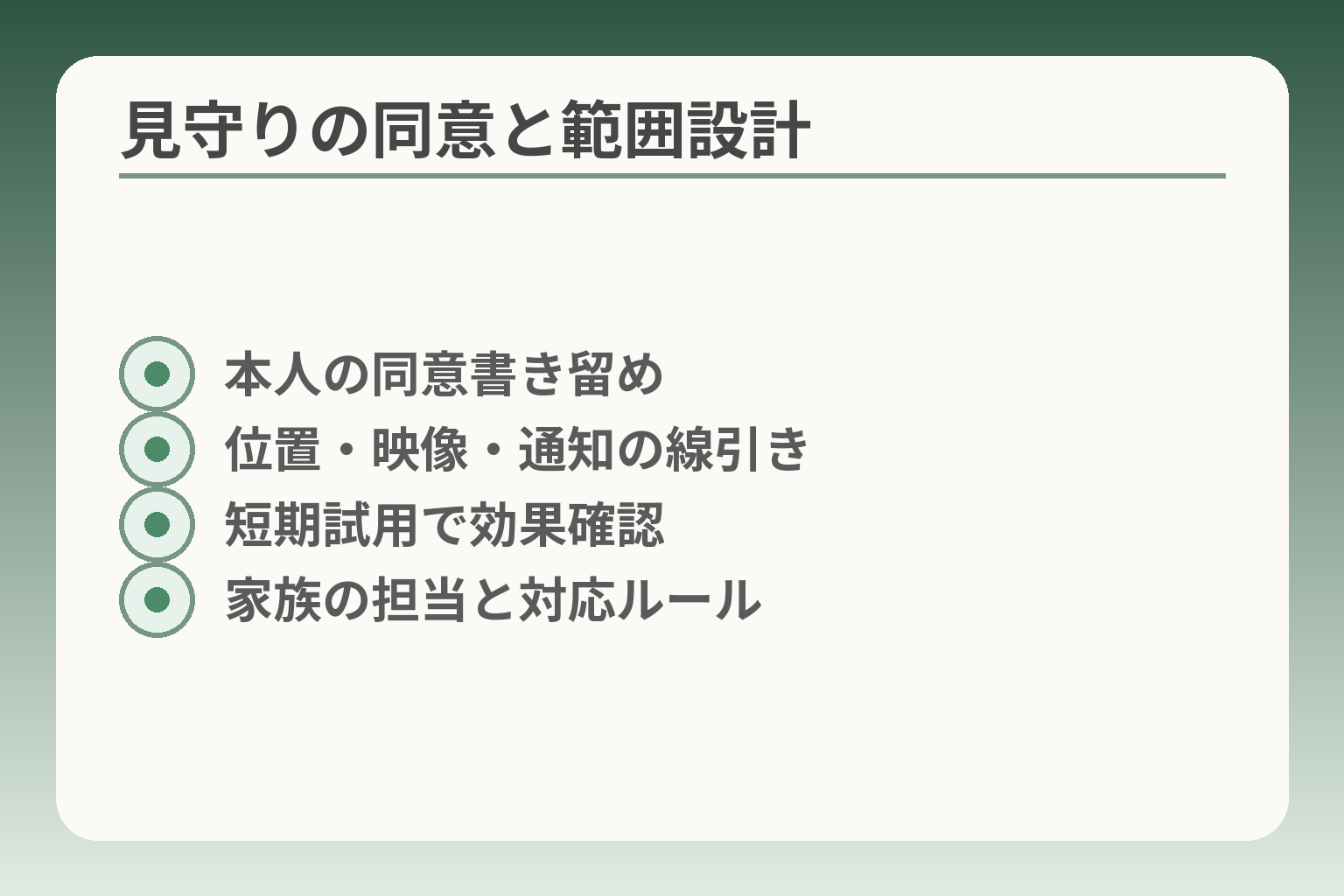 見守りの同意と範囲設計