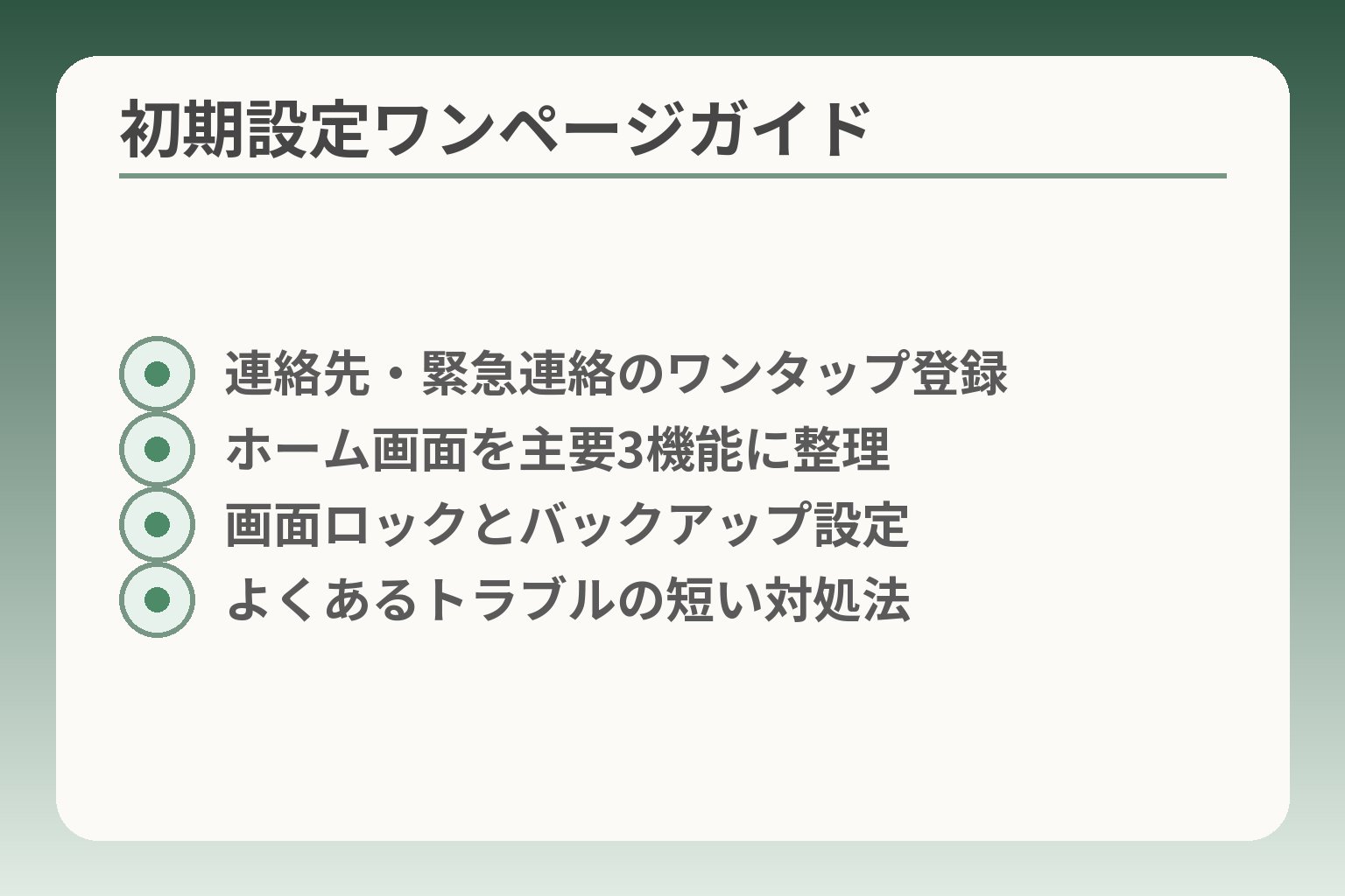 初期設定ワンページガイド