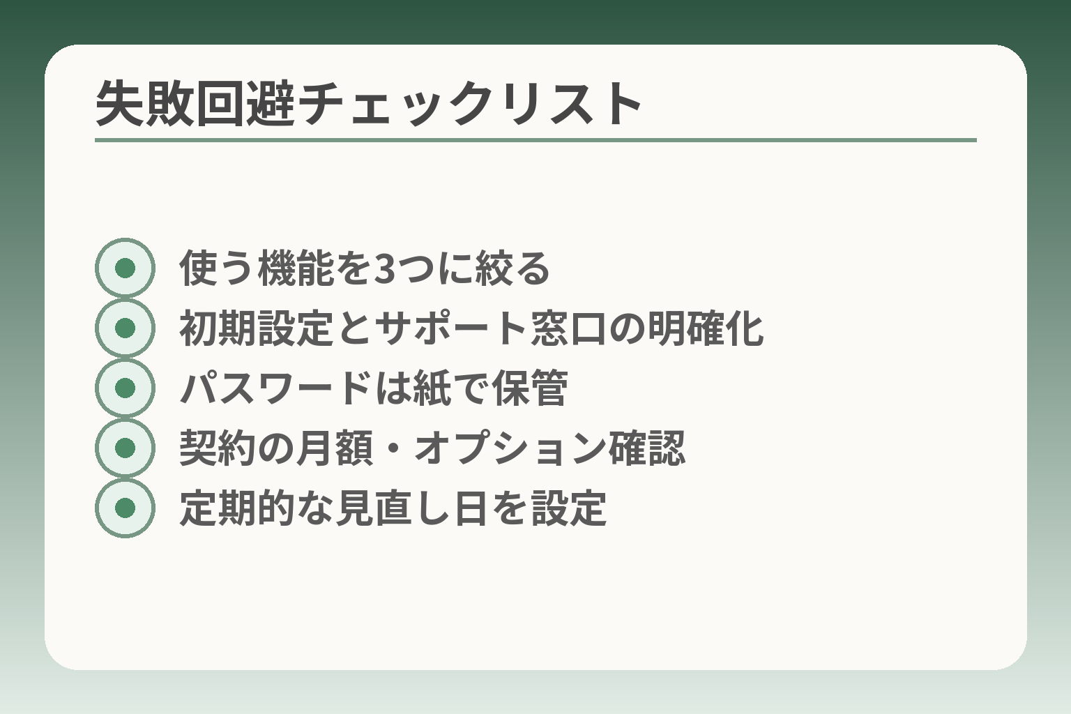失敗回避チェックリスト