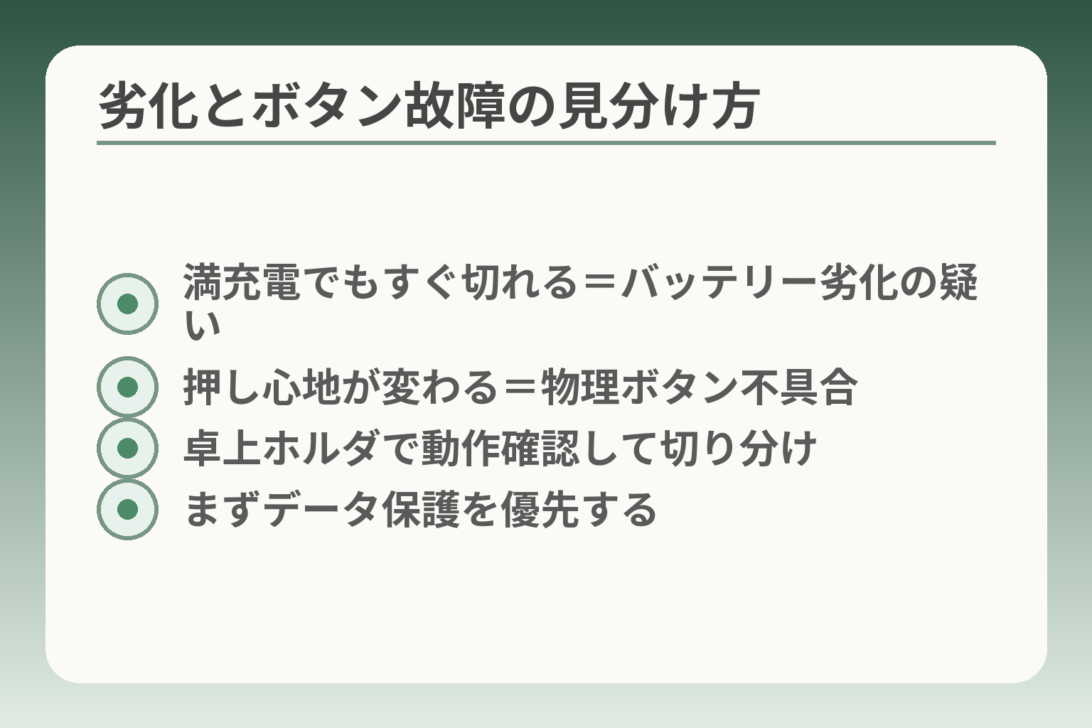 劣化とボタン故障の見分け方