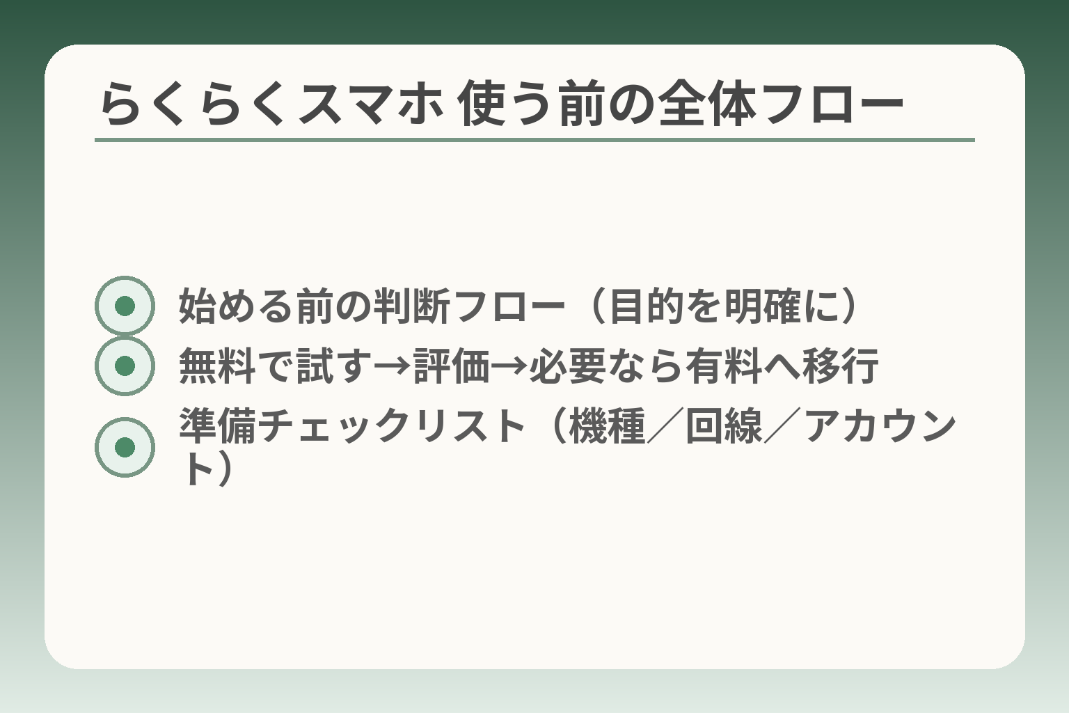 らくらくスマホ 使う前の全体フロー