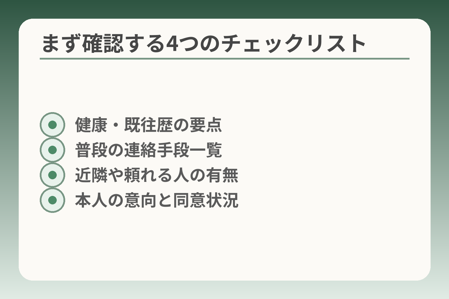 まず確認する4つのチェックリスト