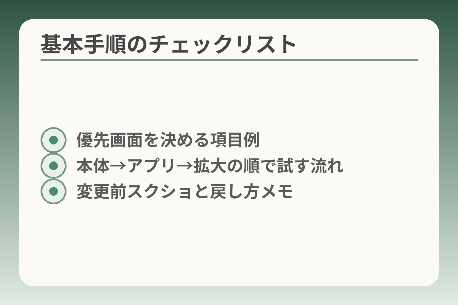 基本手順のチェックリスト