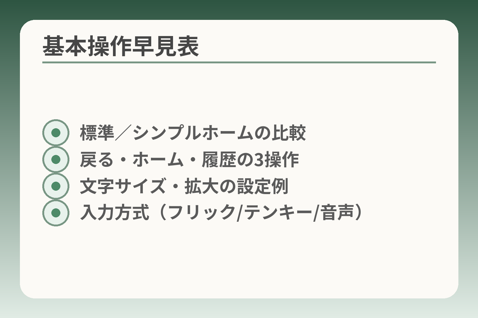 基本操作早見表