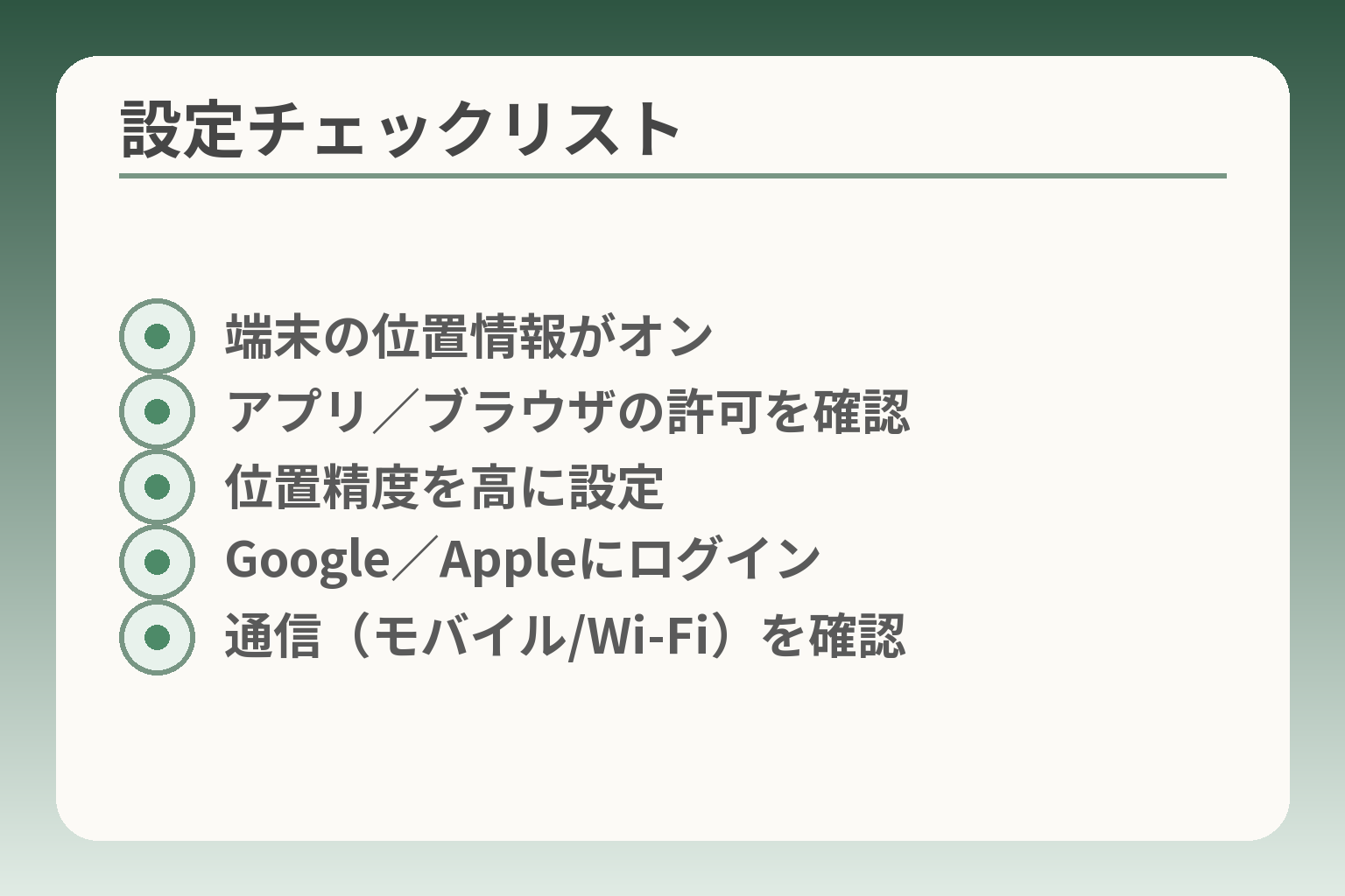 設定チェックリスト