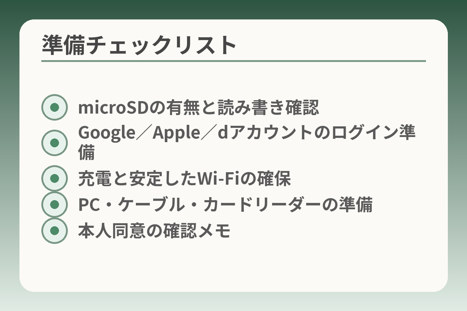 準備チェックリスト