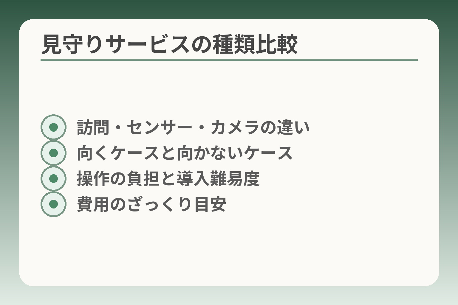 見守りサービスの種類比較