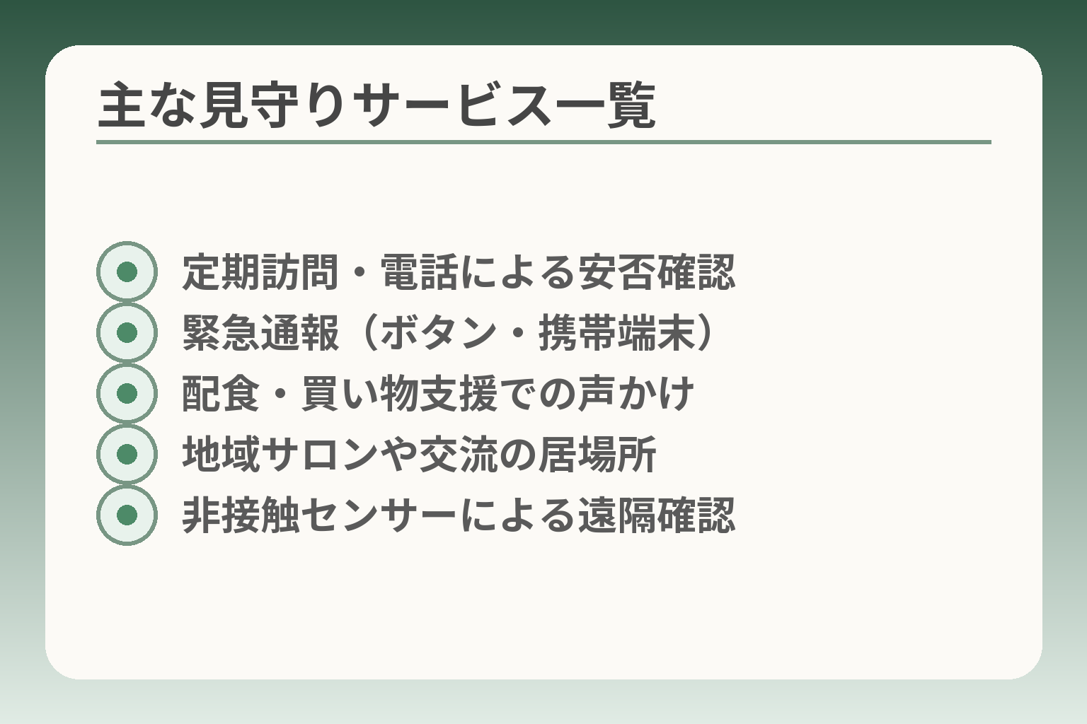 主な見守りサービス一覧