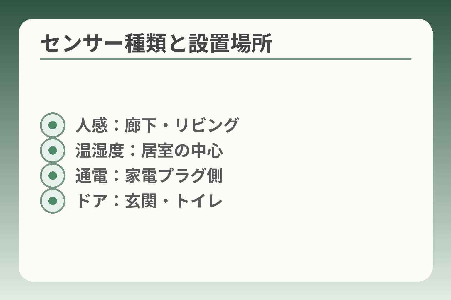 センサー種類と設置場所