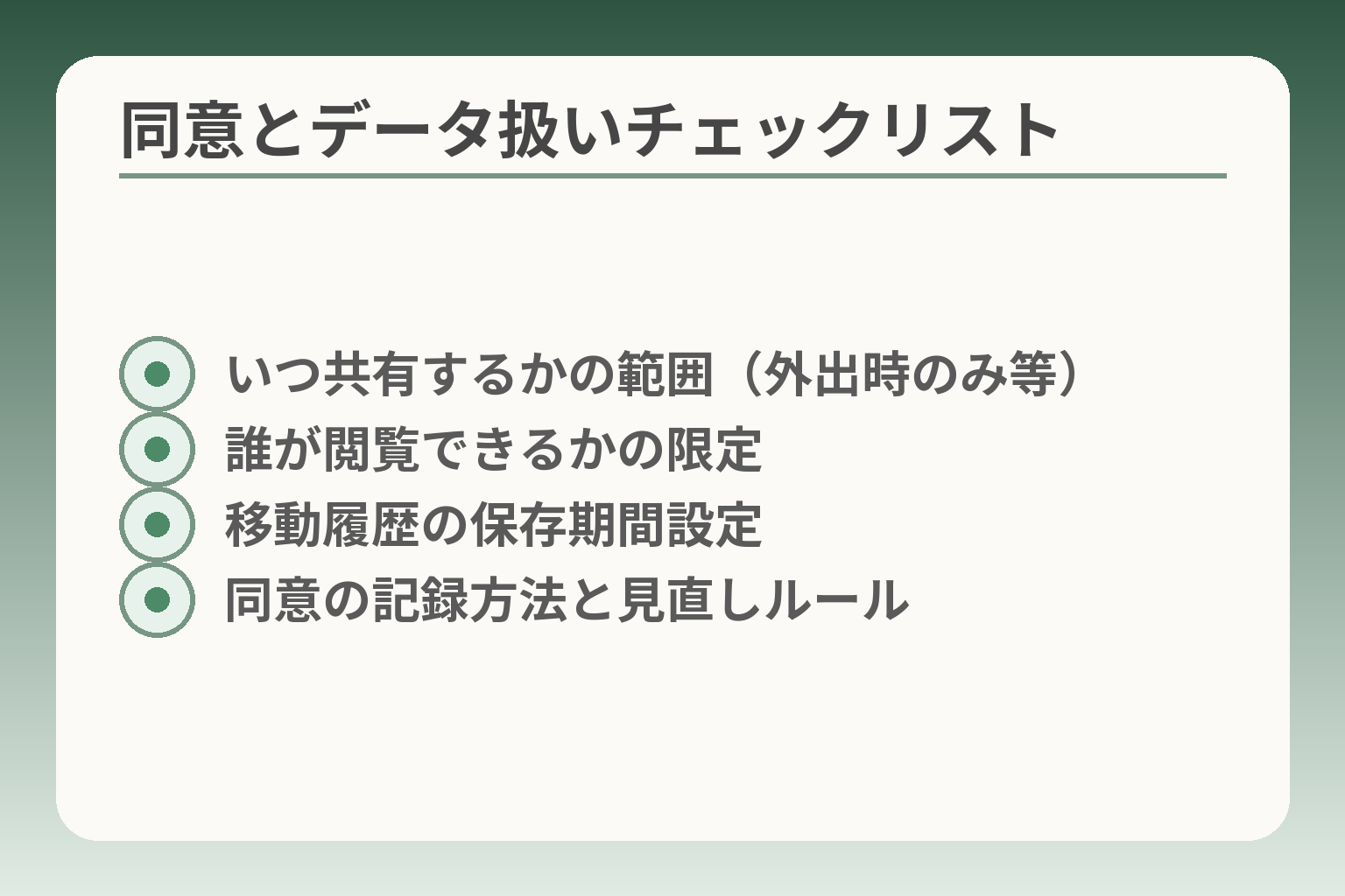 同意とデータ扱いチェックリスト
