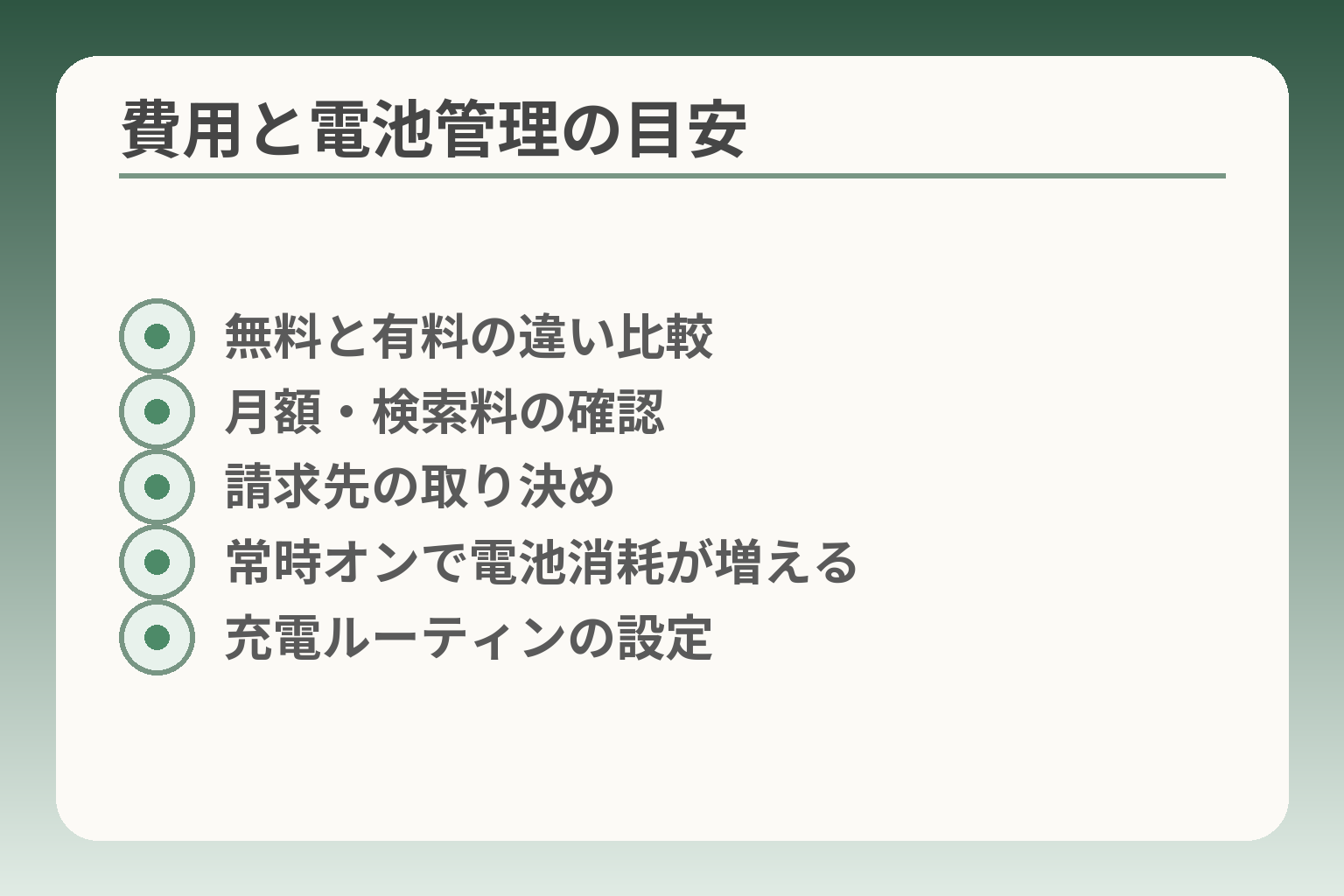 費用と電池管理の目安