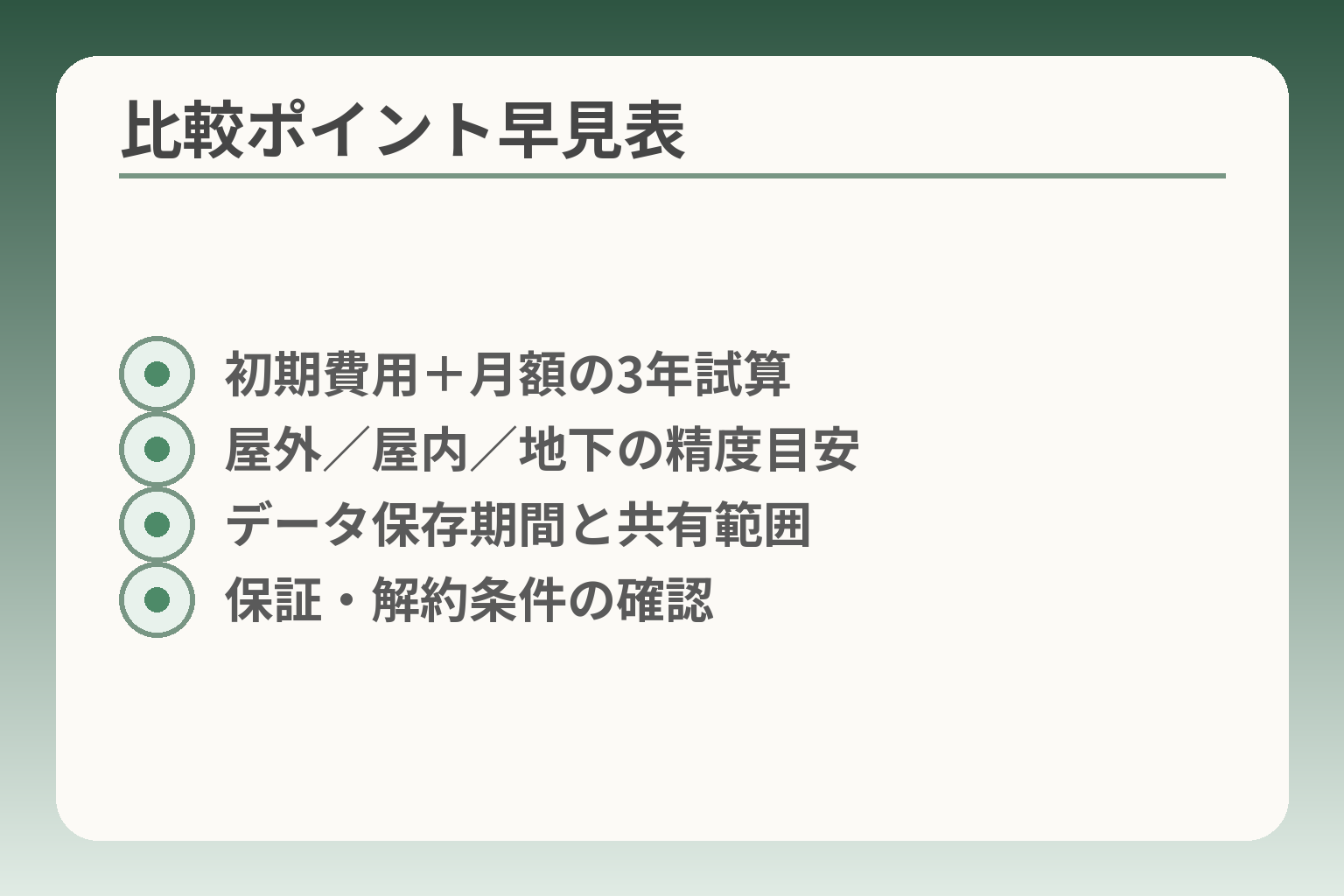 比較ポイント早見表