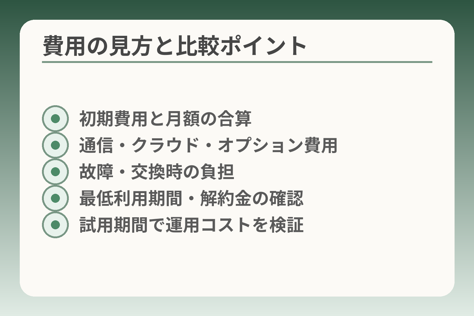 費用の見方と比較ポイント