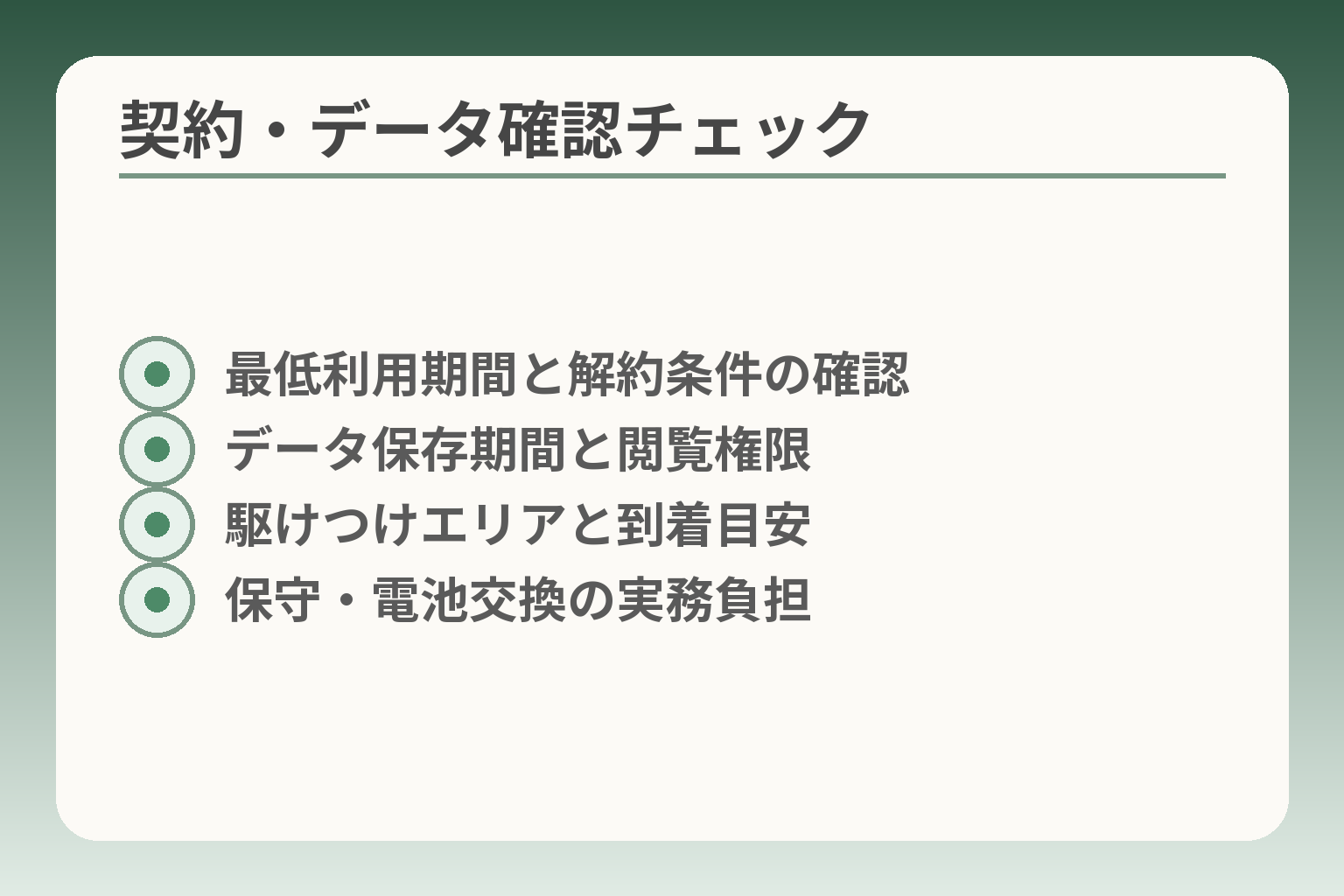 契約・データ確認チェック