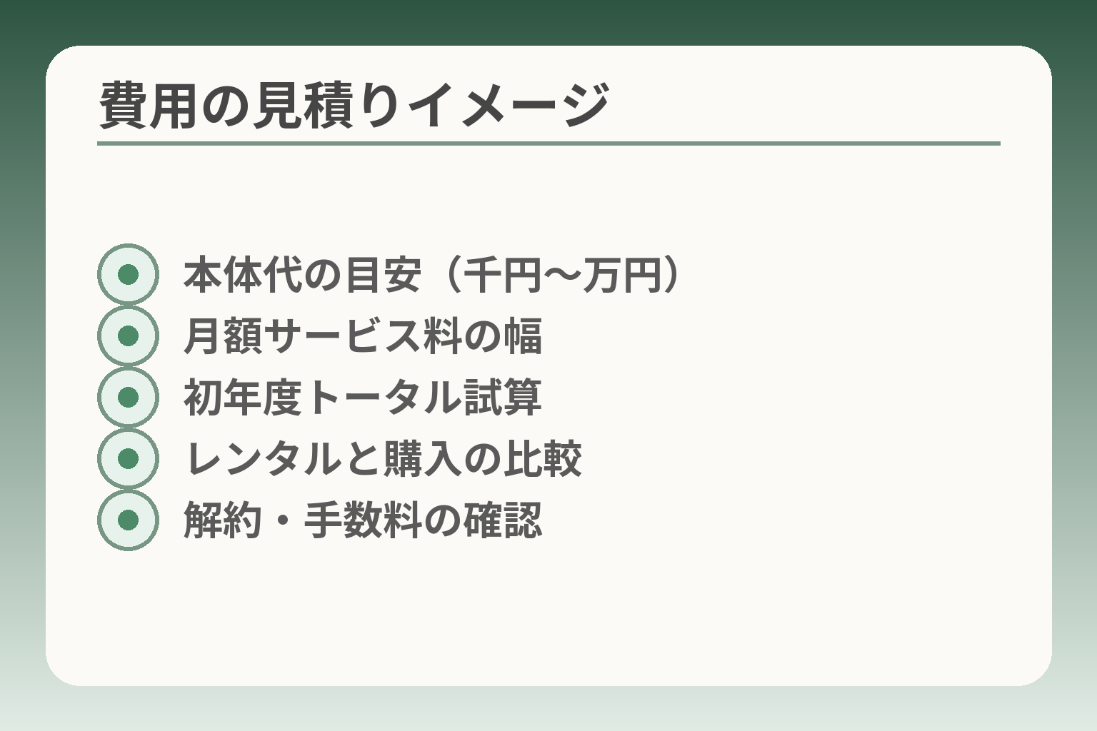 費用の見積りイメージ