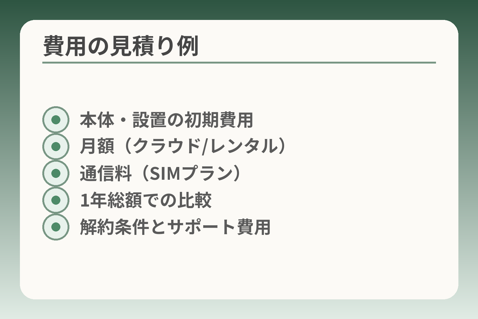 費用の見積り例