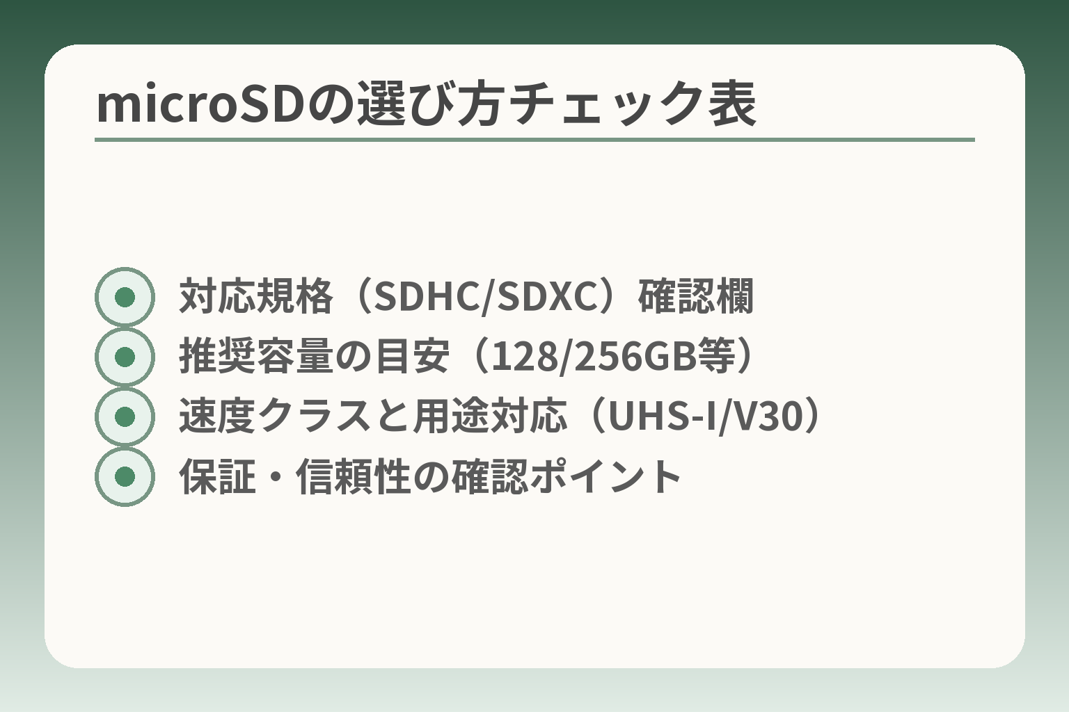 microSDの選び方チェック表