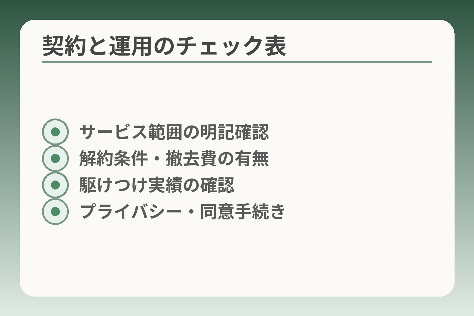 契約と運用のチェック表