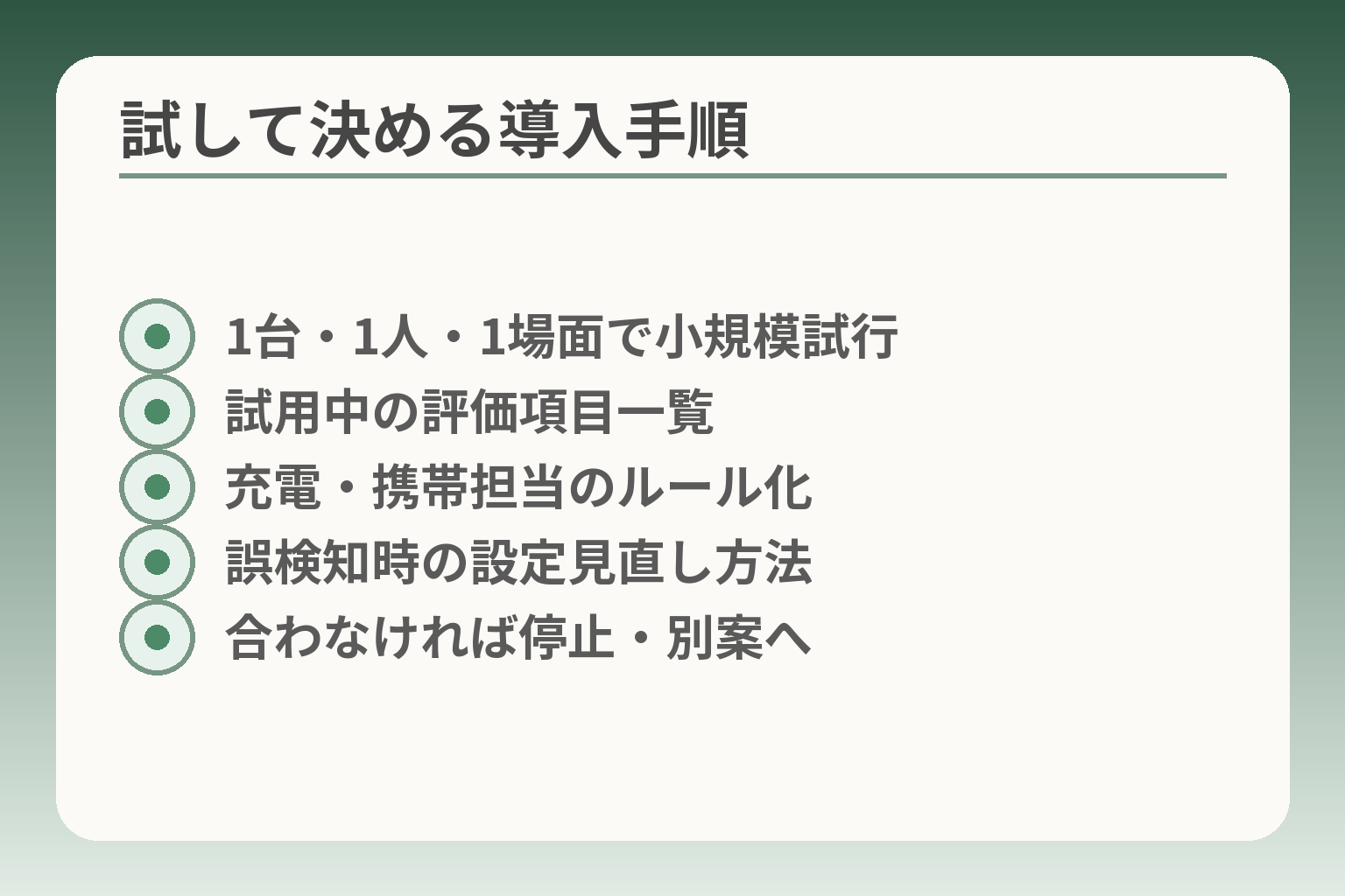 試して決める導入手順