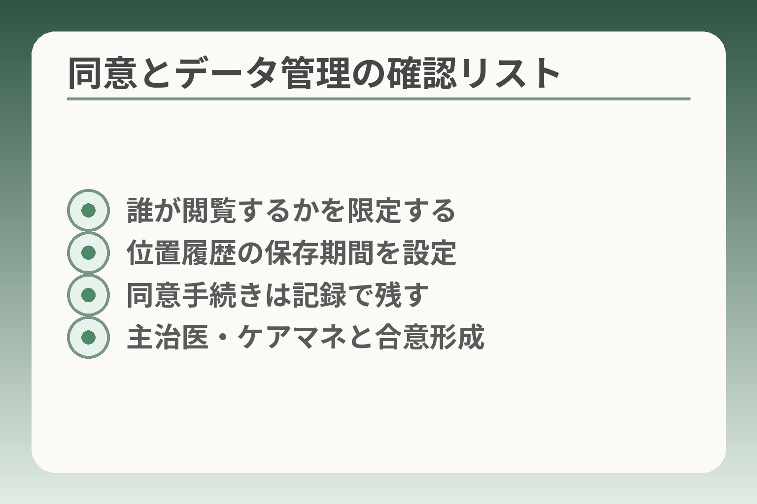 同意とデータ管理の確認リスト