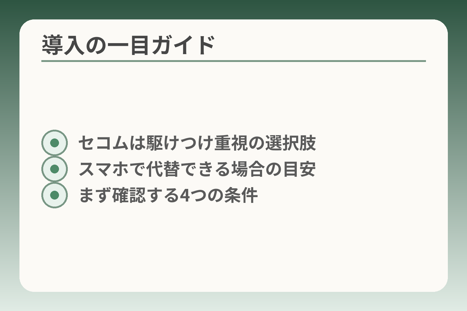 導入の一目ガイド