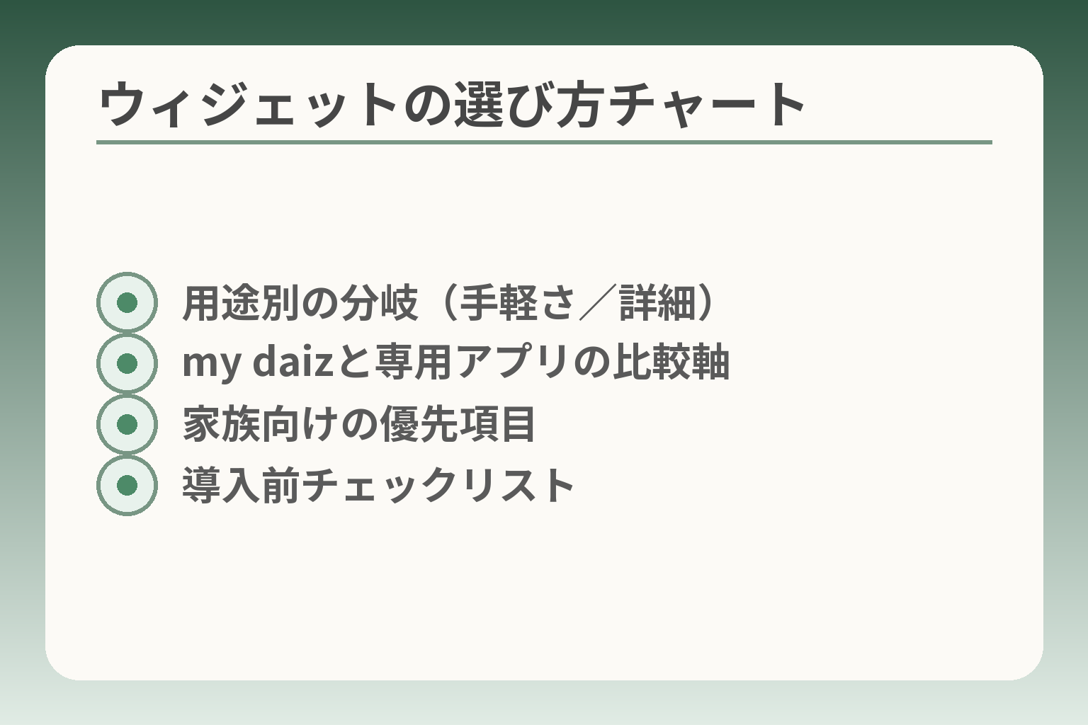 ウィジェットの選び方チャート